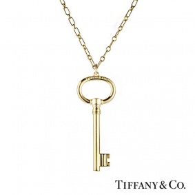 Tiffany & Co. 18k Yellow Gold Key Pendant & Chain